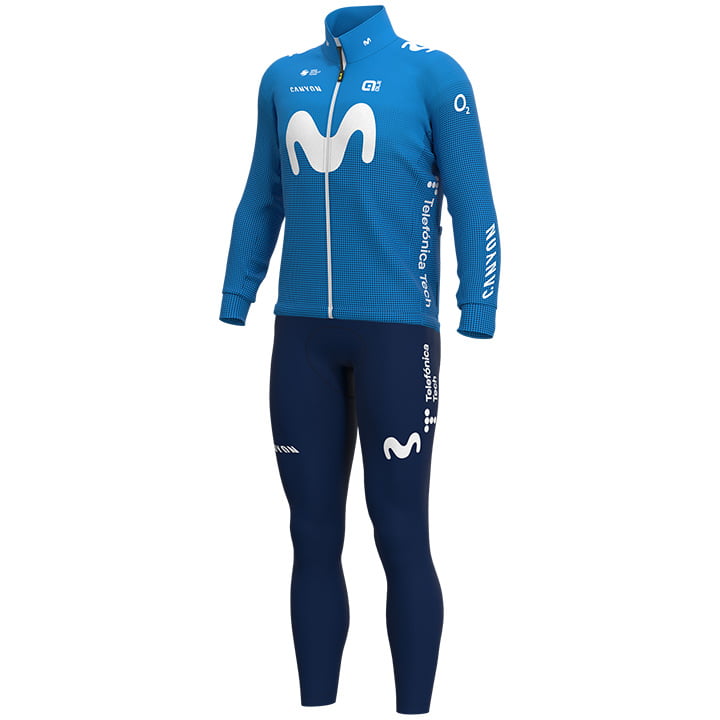 MOVISTAR TEAM 2021 Set (winter fietsjack + lange koersbroek) set (2 artikelen),