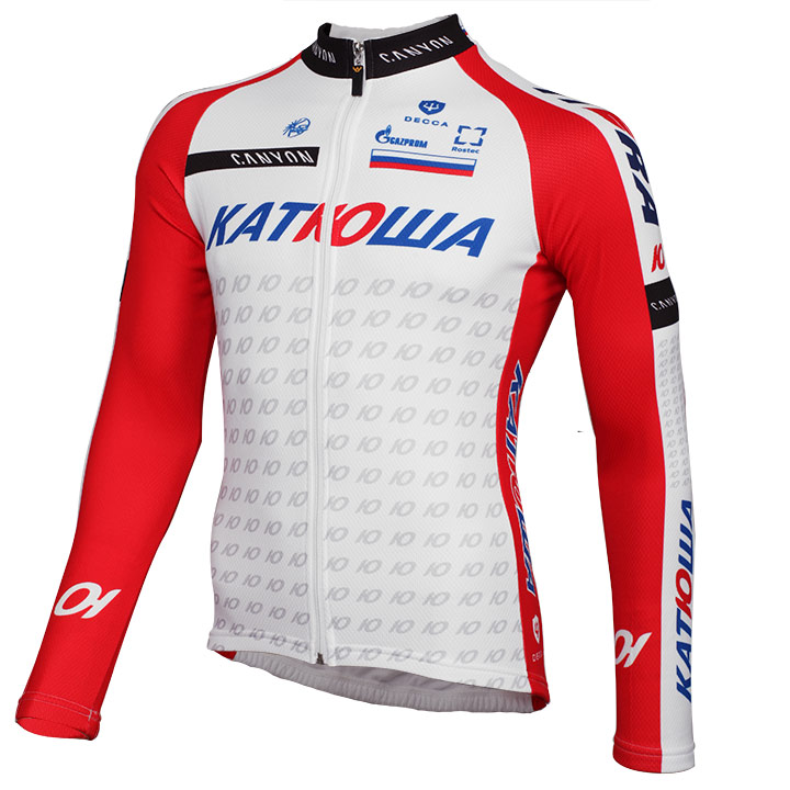 KATUSHA 2014 fietsshirt met lange mouwen, voor heren, Maat S, Fietsshirt, Fietsk