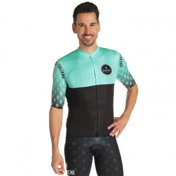 R Star Bianchi Mens Cycling Jersey Set Short Sleeve Set Quick-Dry Breathable Shirt and Bib Short Pant with Padded