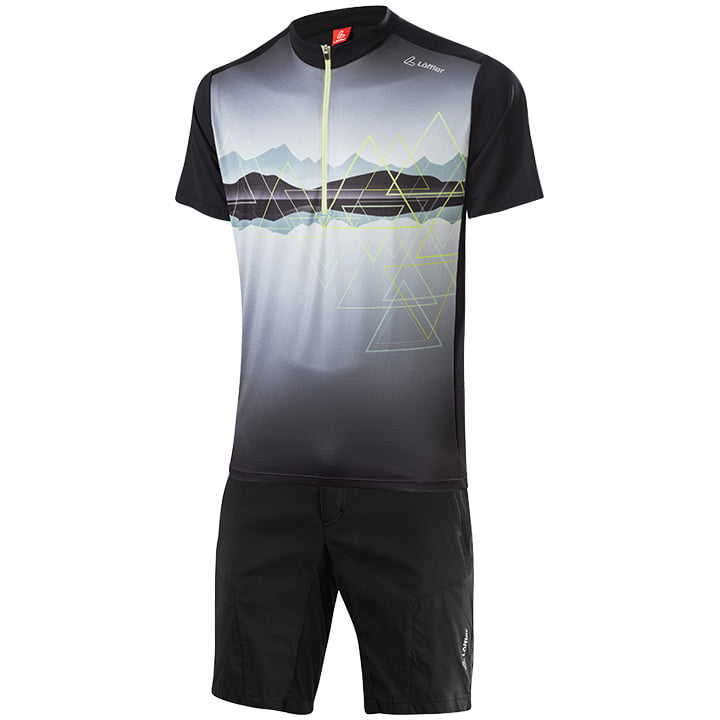 LÖFFLER Peaks Set (fietsshirt + fietsbroek) set (2 artikelen), voor heren