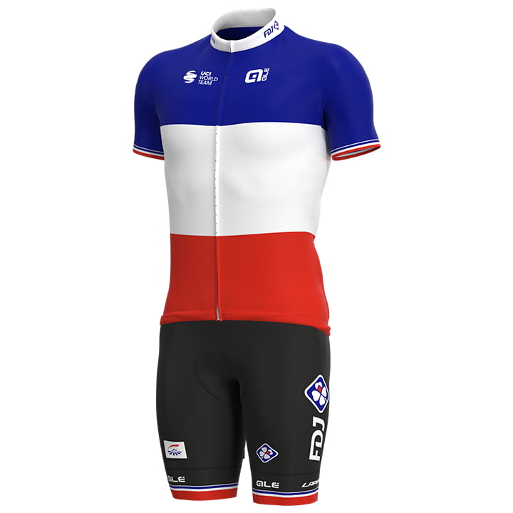 GROUPAMA-FDJ Franse kampioen 2021 Set (fietsshirt + fietsbroek), voor heren, Fie