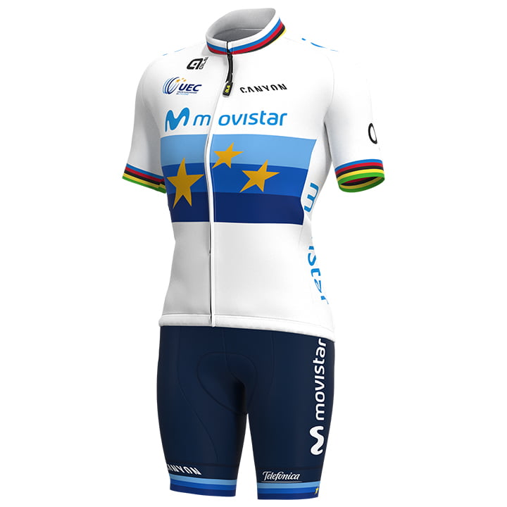 MOVISTAR TEAM Europees kampioen 2021 Dames set (fietsshirt + fietsbroek)