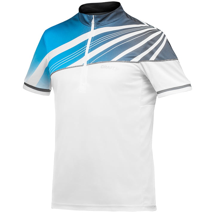 CRAFT MTB-shirt Performance Bike Loosefit, wit-blauw fietsshirt met korte mouwen