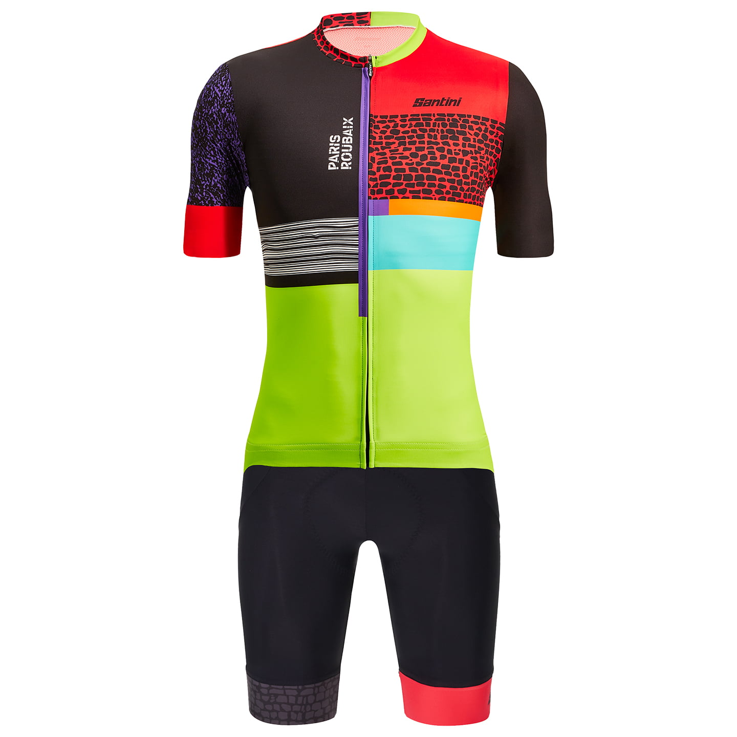 SANTINI Paris- Roubaix FORGER DES HEROES 23 Set (cycling jersey + cycling shorts) Set (2 pieces), for men, Cycling clothing