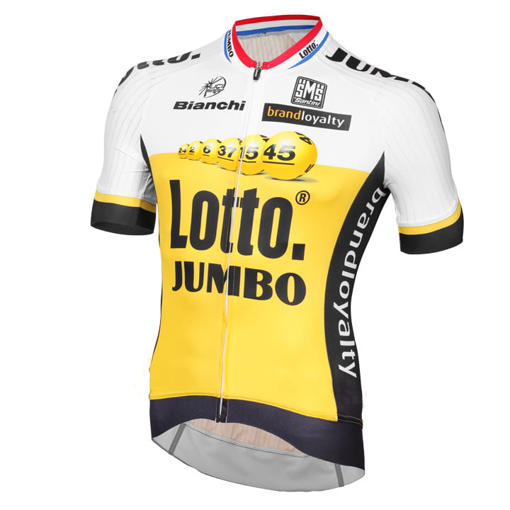 Bob Shop Santini LOTTO NL-JUMBO Aero Race 2016 Short Sleeve Jersey, for men, size S, Cycling jers