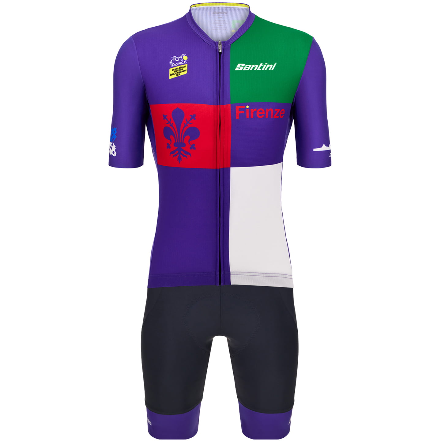 TOUR DE FRANCE Firenze 2024 Set (fietsshirt + fietsbroek) set (2 artikelen),