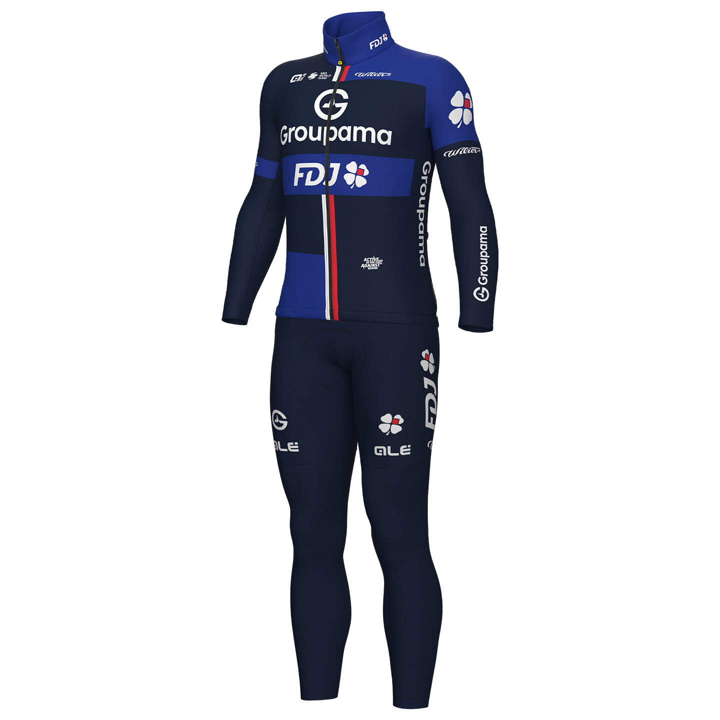 GROUPAMA - FDJ 2025 Set (winter fietsjack + lange koersbroek) set (2 artikelen),