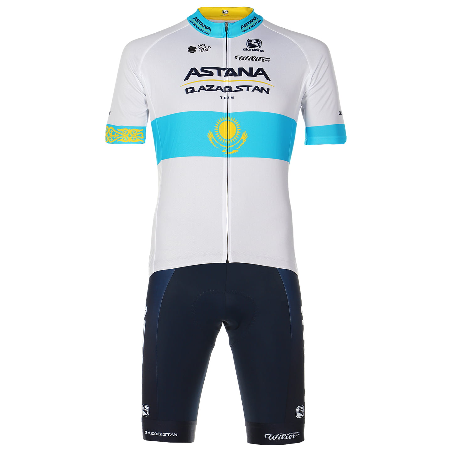 ASTANA QAZAQSTAN Kazakh Champion 2023 Set (cycling jersey + cycling shorts) Set (2 pieces), for men, Cycling clothing