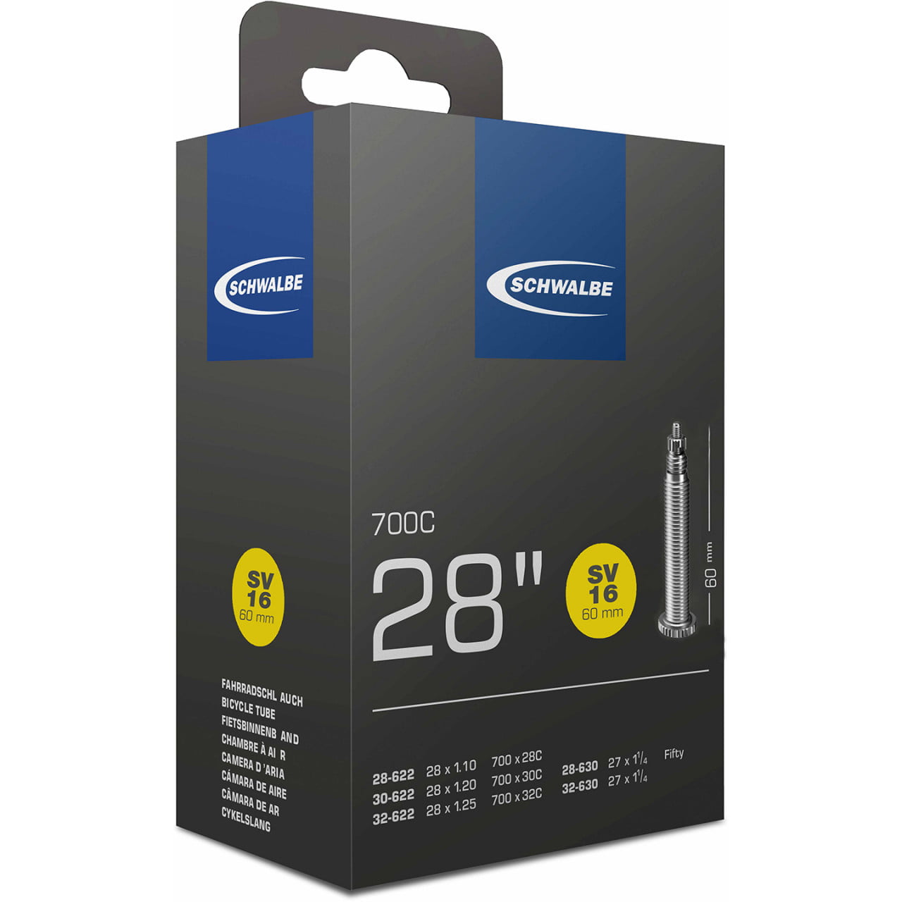 Camera d'aria per bici da corsa Road SV16 28" 60mm