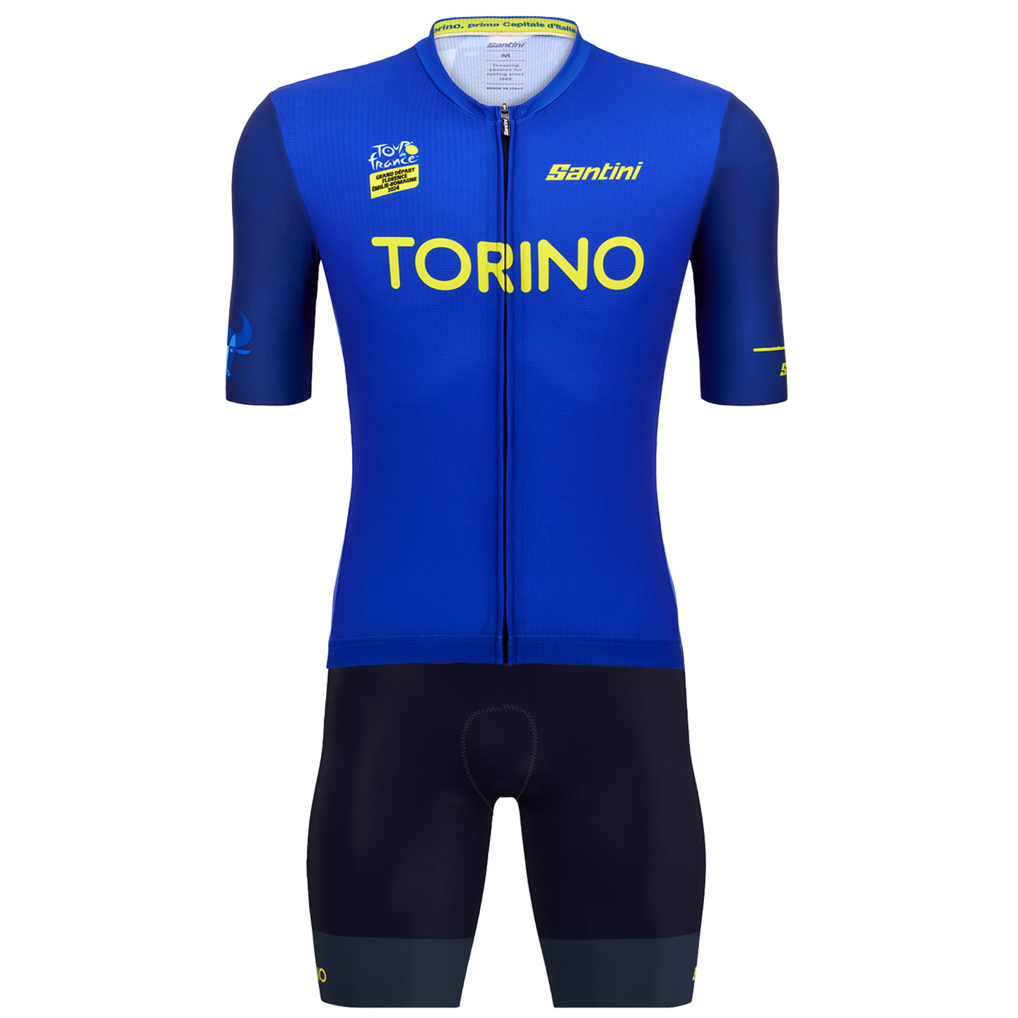 TOUR DE FRANCE Torino 2024 Set (fietsshirt + fietsbroek) set (2 artikelen), voor