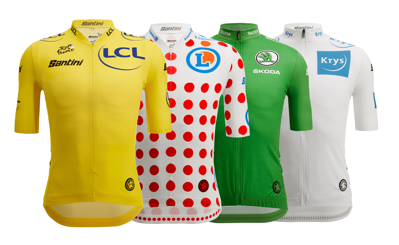 Maillots officiels de classement de Tour de France 2022