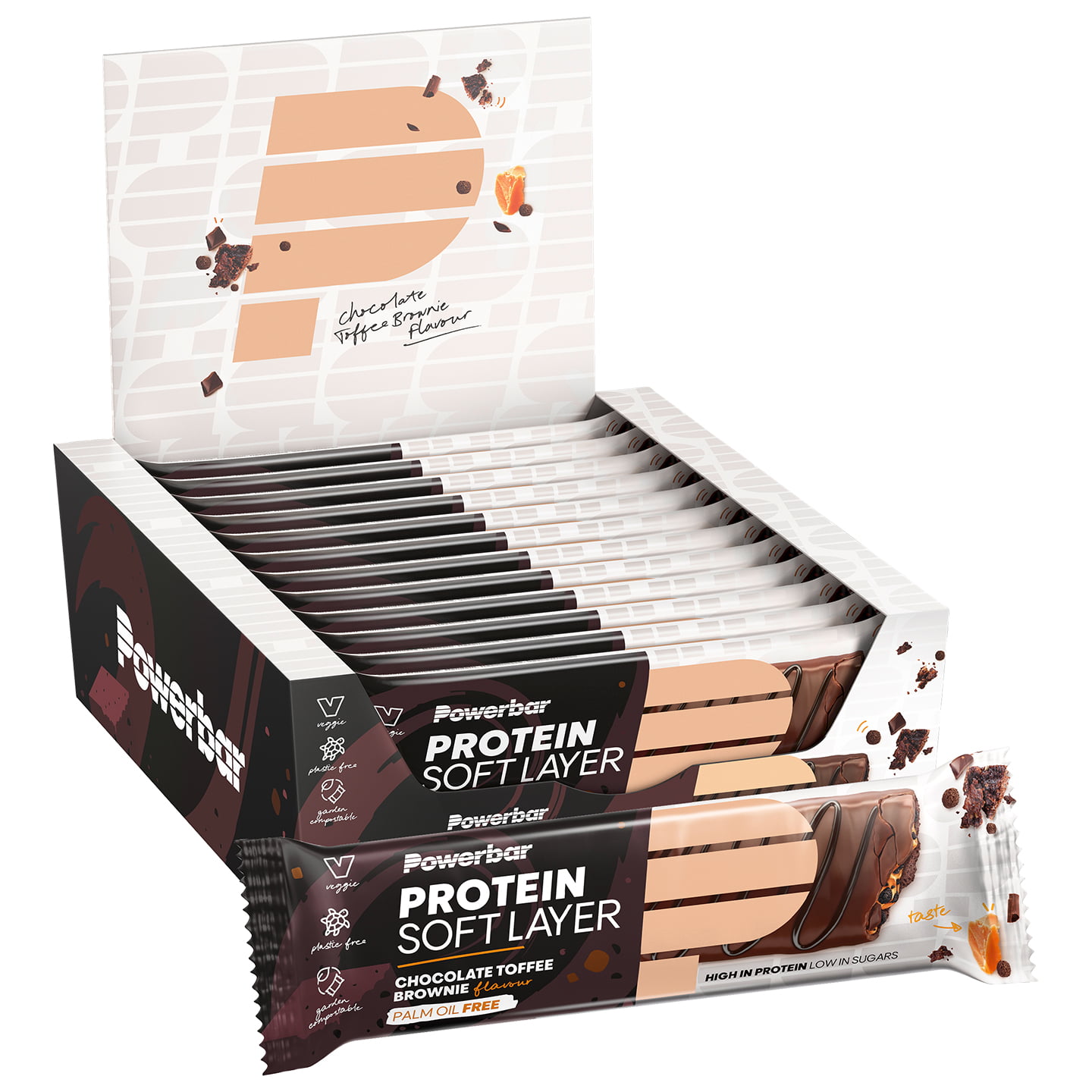 POWERBAR Protein Soft Layer Choco Toffee Brownie 12 Bars per Box Bar, Sports food
